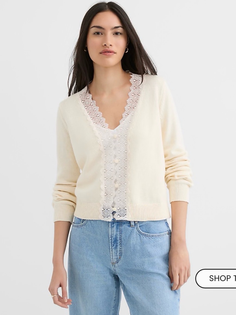 LOFT Lace Trim V-Neck Cardigan | NWOT